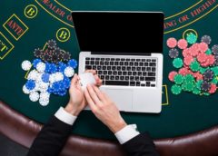 Laptop and casino table